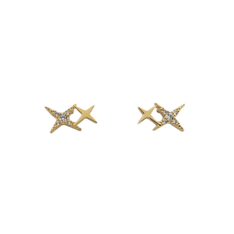 Sier Gold-plated Light Small Star Zircon Simple Temperament Earrings