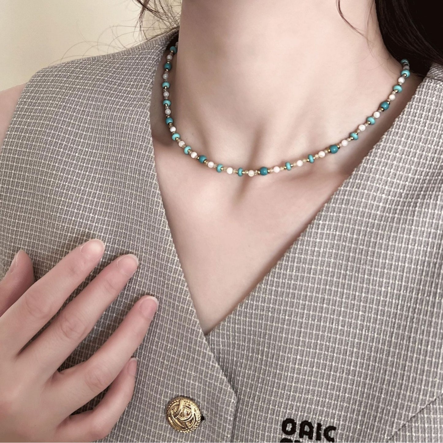 Natural Turquoise Pearl Summer Fresh Colorful Necklaces