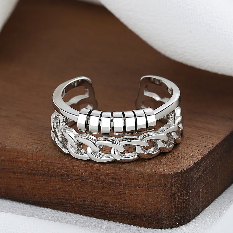 Women's Wind Chain Double Layer Rotatable Ball Rings