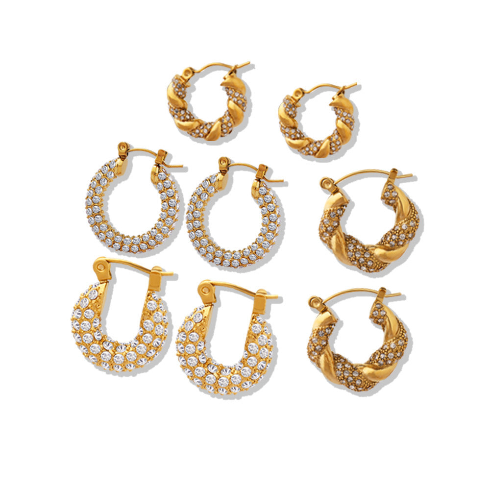 Luxury Twist Vintage Gold U-shaped Fashion Earrings