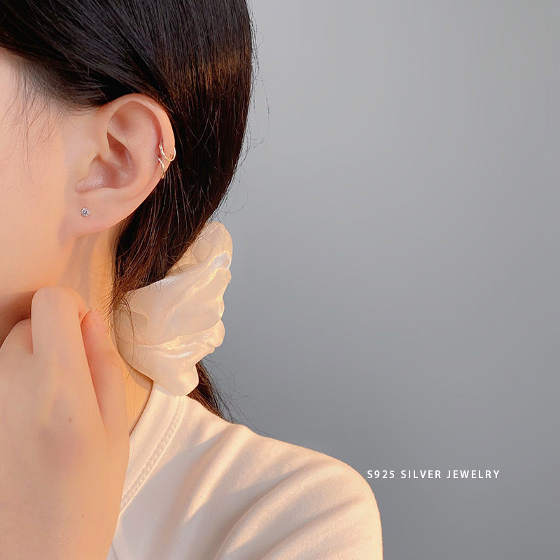 Sier Zircon Rhinestone Series Korean Simple Earrings