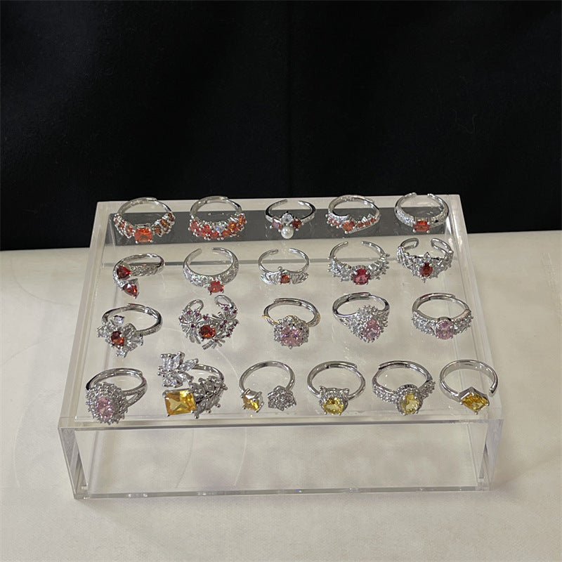 Light Luxury French High Sense Micro Inlaid Rings