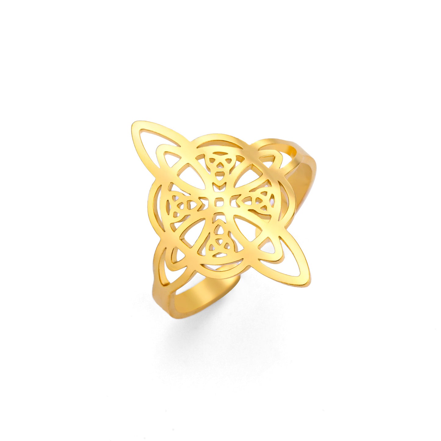 Women's & Men's Titanium Steel Open-end Double Layer Witch Rings
