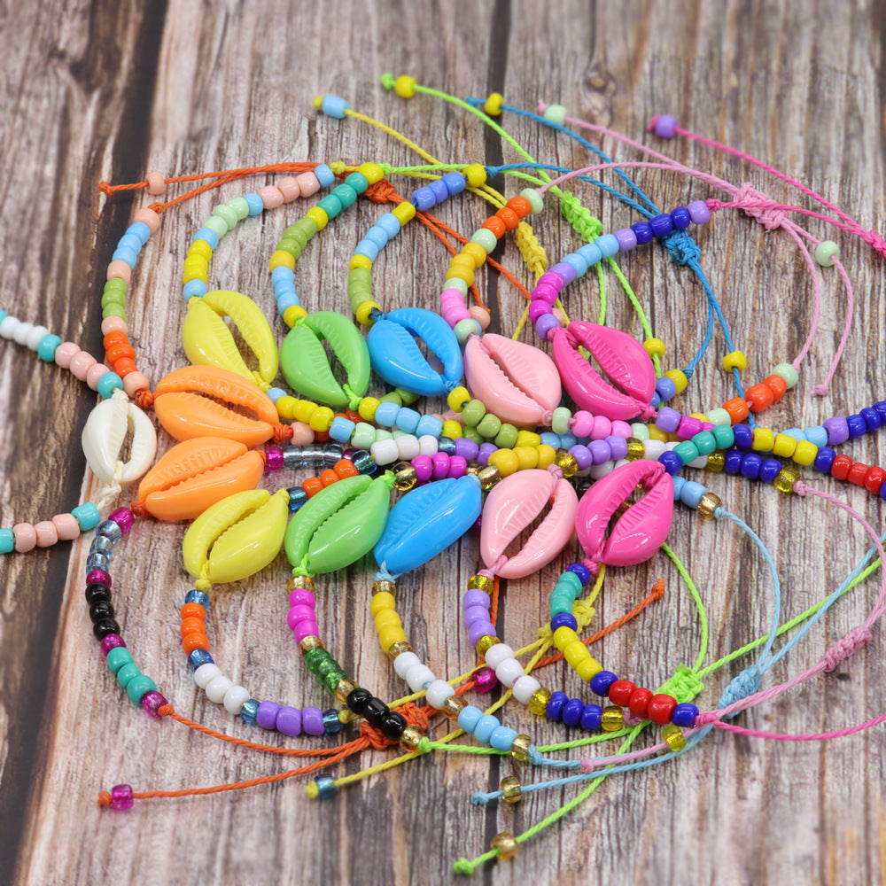 Acrylic Shell Color Bead Woven Bohemian Bracelets