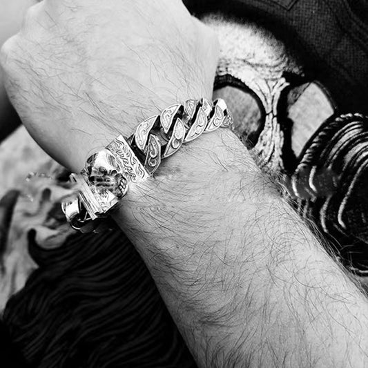 Thai Sier Retro Skull Cuban Fashion Bracelets