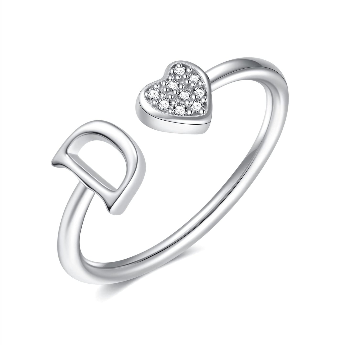 Name First Letters Stackable Zircon Adjustable Rings
