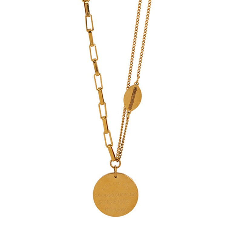 Women's Light Luxury Buckle Round Fashionable Temperament Clavicle Chain Necklaces
