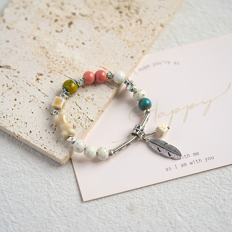 Ceramic Woven Chinese Style Fresh Ancient Beaded Bracelets