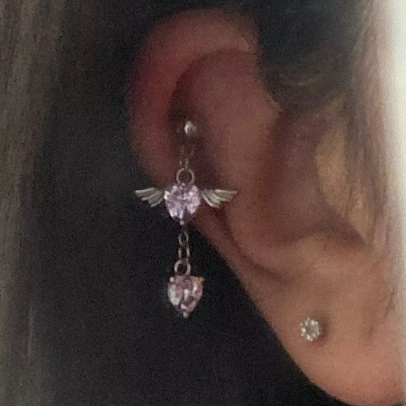 Personalized Creative Heart-shaped Wings Ear Angel Earrings