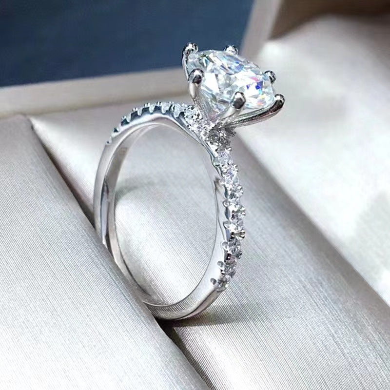Zircon Diamond Eight Hearts Arrows Round Classic Rings