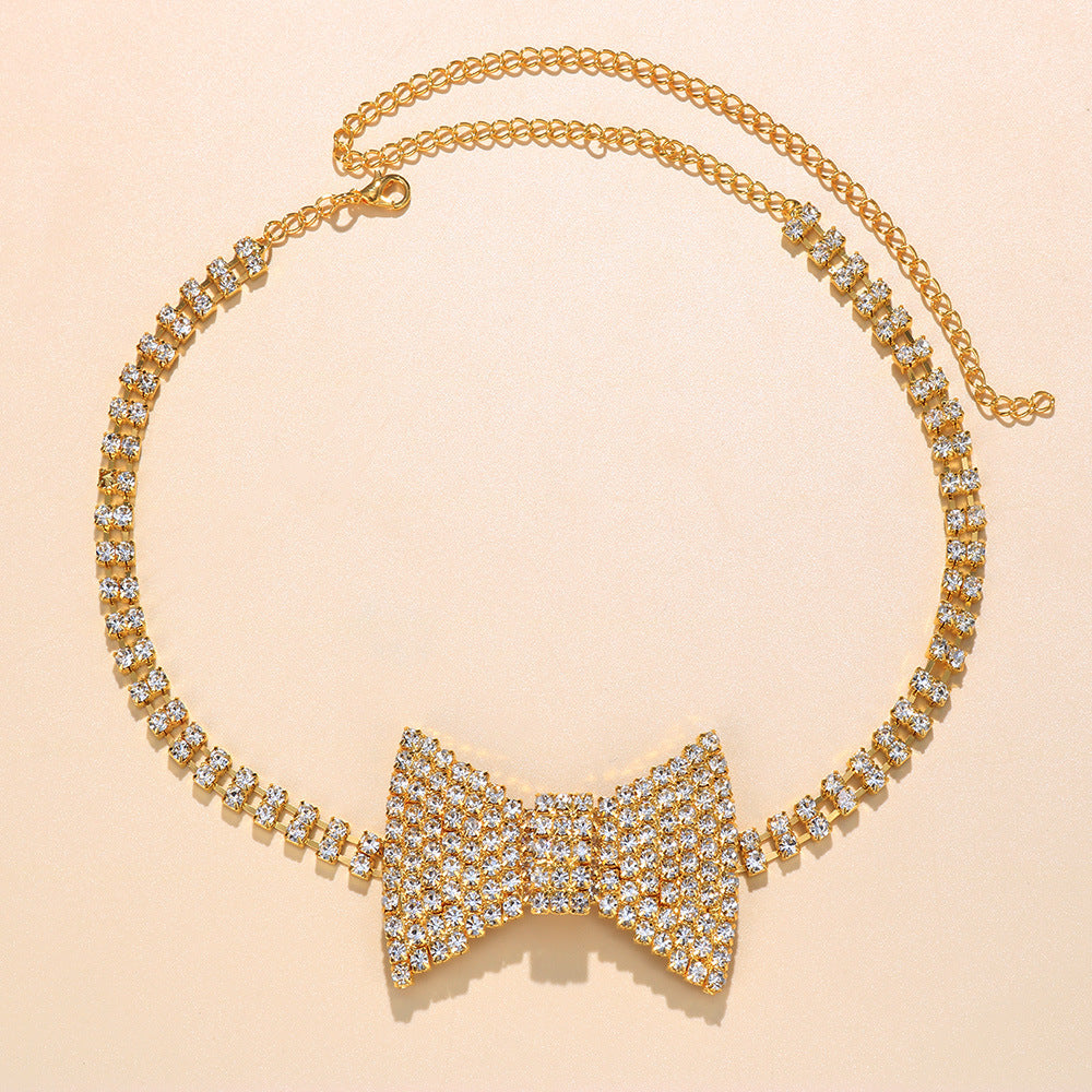Rhinestone Bow Fashion Tie Sexy Nightclub Necklaces