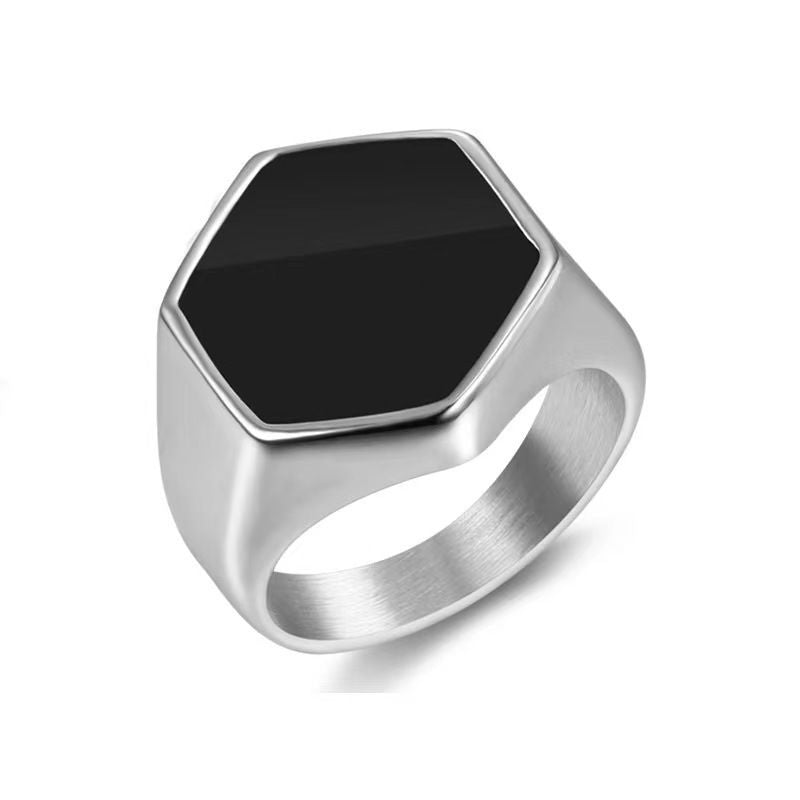 Men's Personality Fashion Shiny Surface Black Drip Rings
