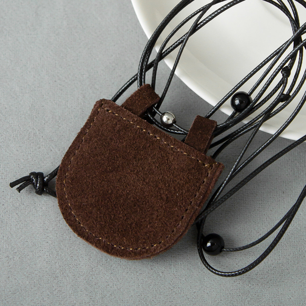 Suede Bag Half Crescent Design Exquisite Pendants