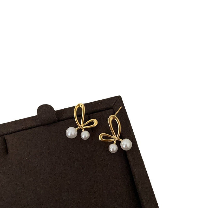 Tie Pearl Female Niche Unique Personality Earrings