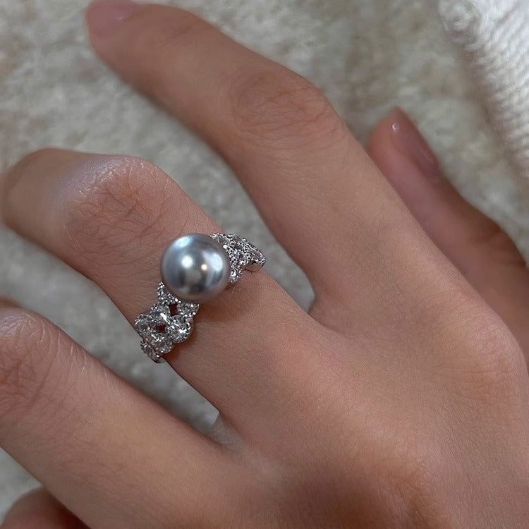 Sier Pearl Niche High Sense Temperament Rings