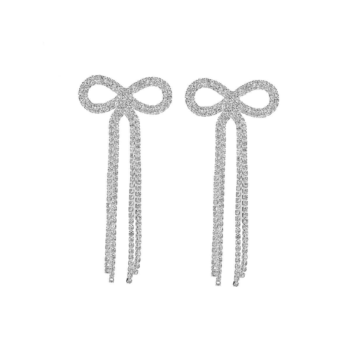 Bow Long Fringe Fashion Shiny Rhinestone Rings