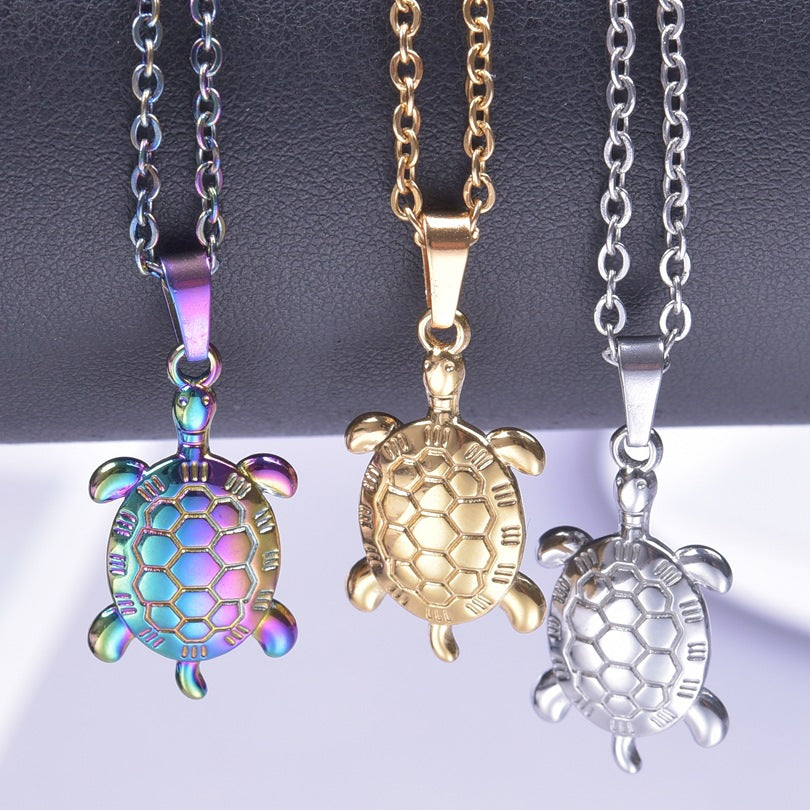 Stainless Steel Hydraulic Turtle Electroplating Ornament Necklaces