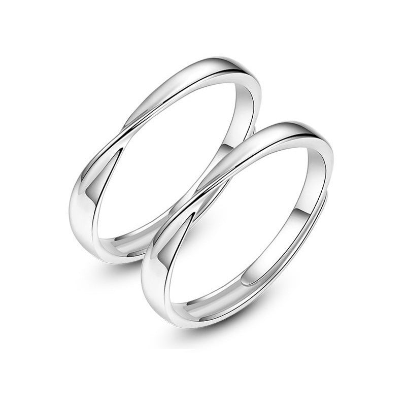 Women's & Men's Couple Sier Plated Jewelry Open Live Rings