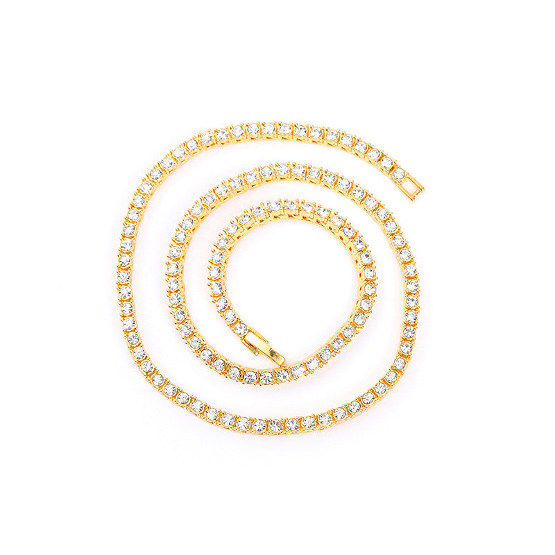 Women's & Men's Alloy Rhinestone Line Tennis Gold High-grade Necklaces