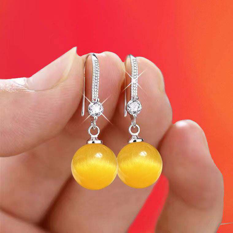 Yellow Red Blue Opal Ear Clip Female Zircon Delicate Earrings