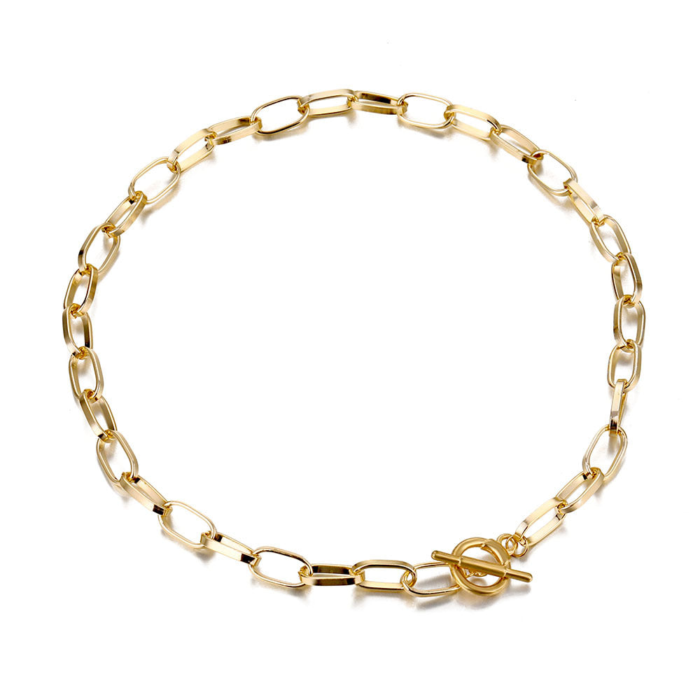 Women's Korean Style Hip Hop Alloy Buckle Simple Necklaces