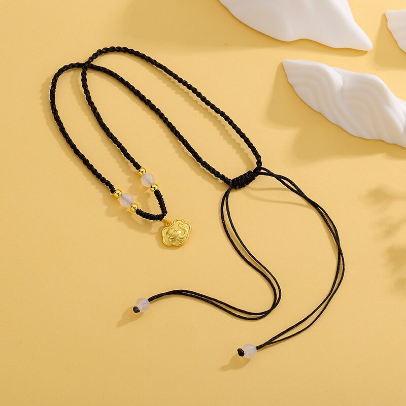 Year Of Snake Woven Black Rope Simple Necklaces