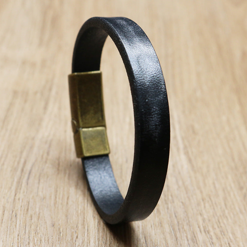 Men's Alloy Buckle Leather Stainless Steel Vintage Bracelets