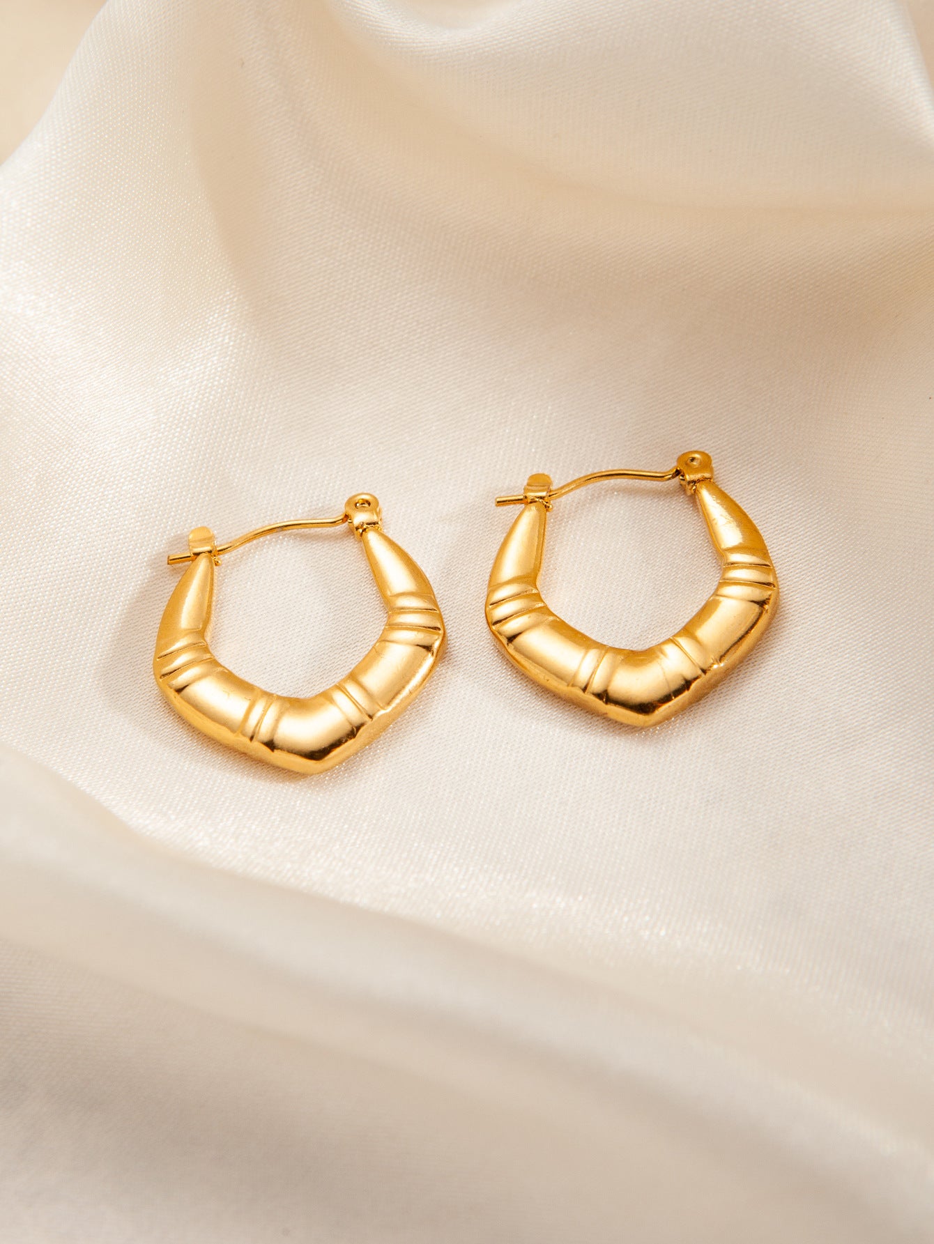 Stainless Steel Ginkgo Leaf Petals Golden Earrings