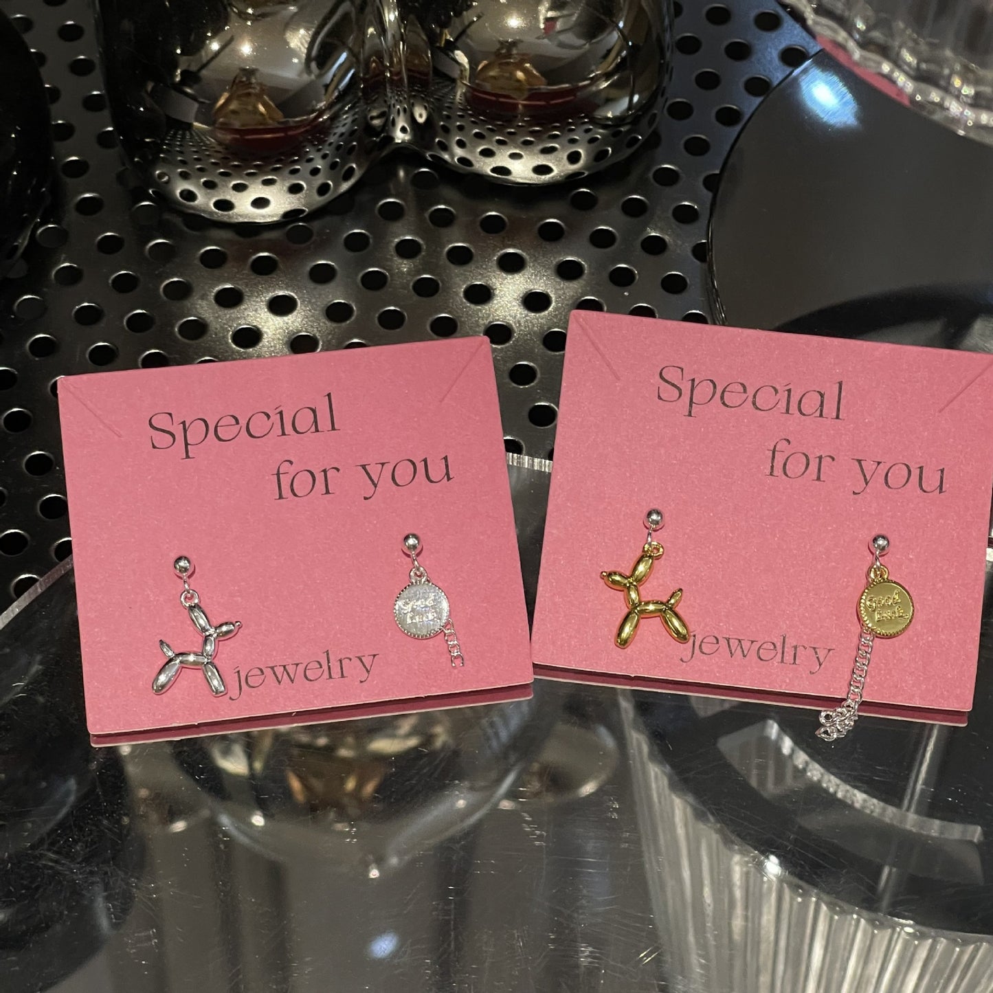 Women's Korean Style Sier Balloon Dog Asymmetric For Earrings