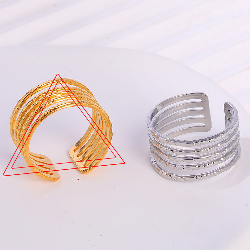 Steel Gold-plated Love Heart Flowers Glossy Rings