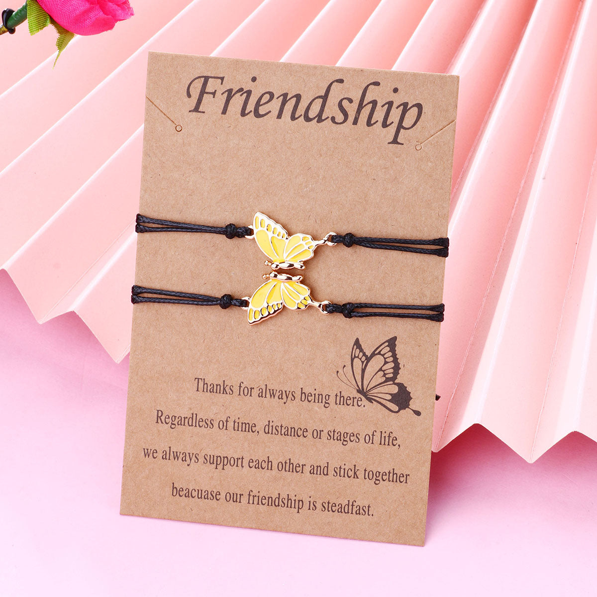 Butterfly Good Friend Alloy Wax Line Woven Friendship Bracelets