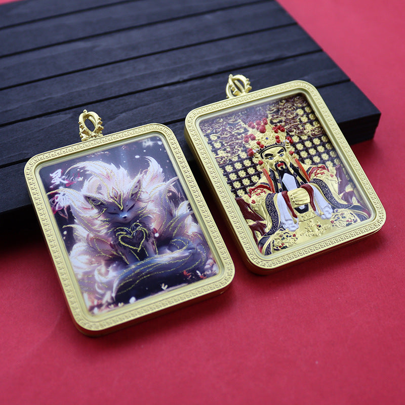 Three-dimensional Five-master Hand Painted Golden Outline Black Gold Pendants