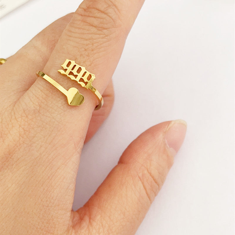 Stainless Steel Lucky Digital Auspicious Knuckle Rings