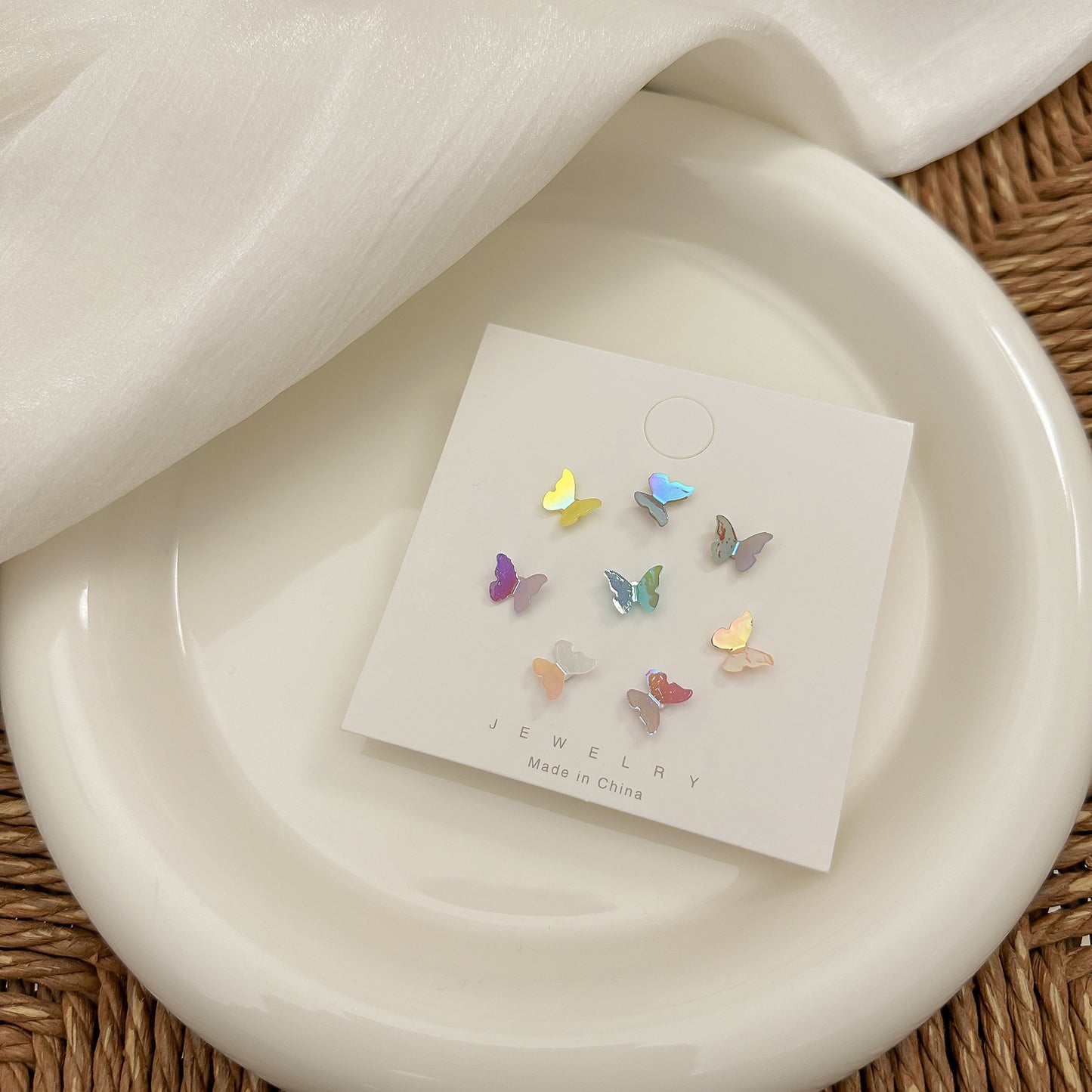 Three-dimensional Butterfly Suit Sier Needle Small Versatile Sweet Earrings