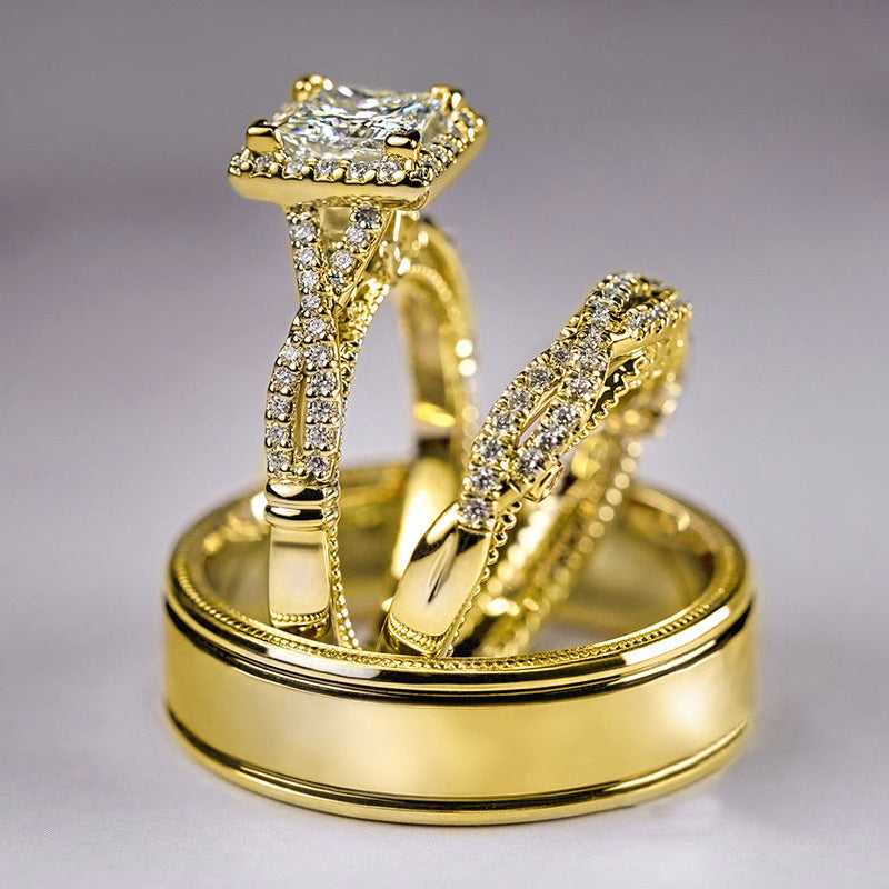 Women's Rose Gold Color Separation Shining Zircon Rings