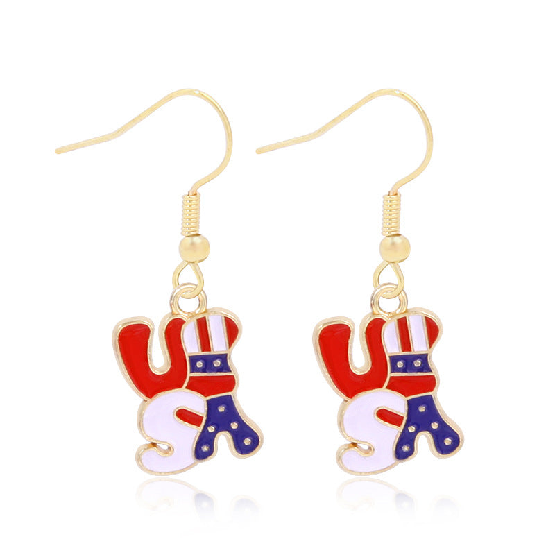 Alloy Dripping Oil Stars Stripes National Rings