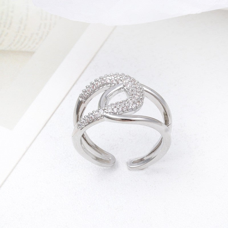 Micro Inlaid Zircon Pearl White Female Rings