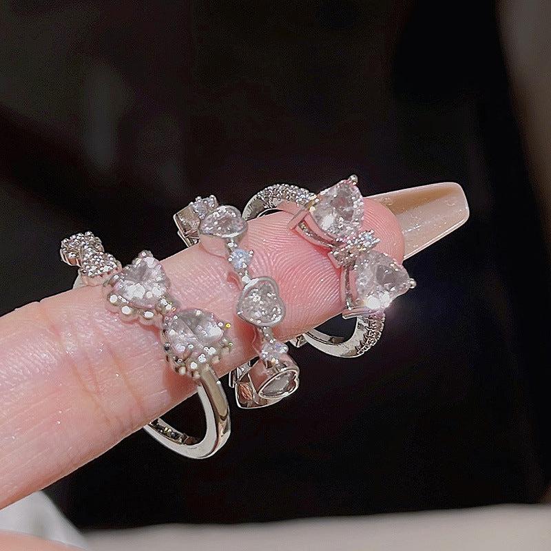 Love Heart-shaped Exquisite Light Luxury Butterfly Rings
