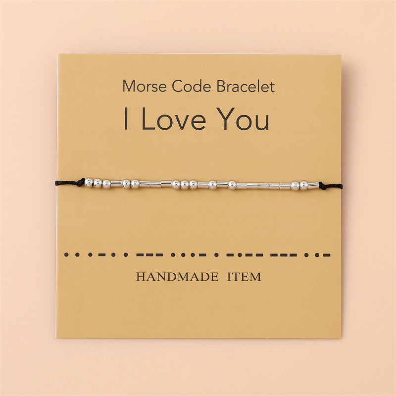 Password Creative Stainless Steel Beaded Card Wrist Bracelets