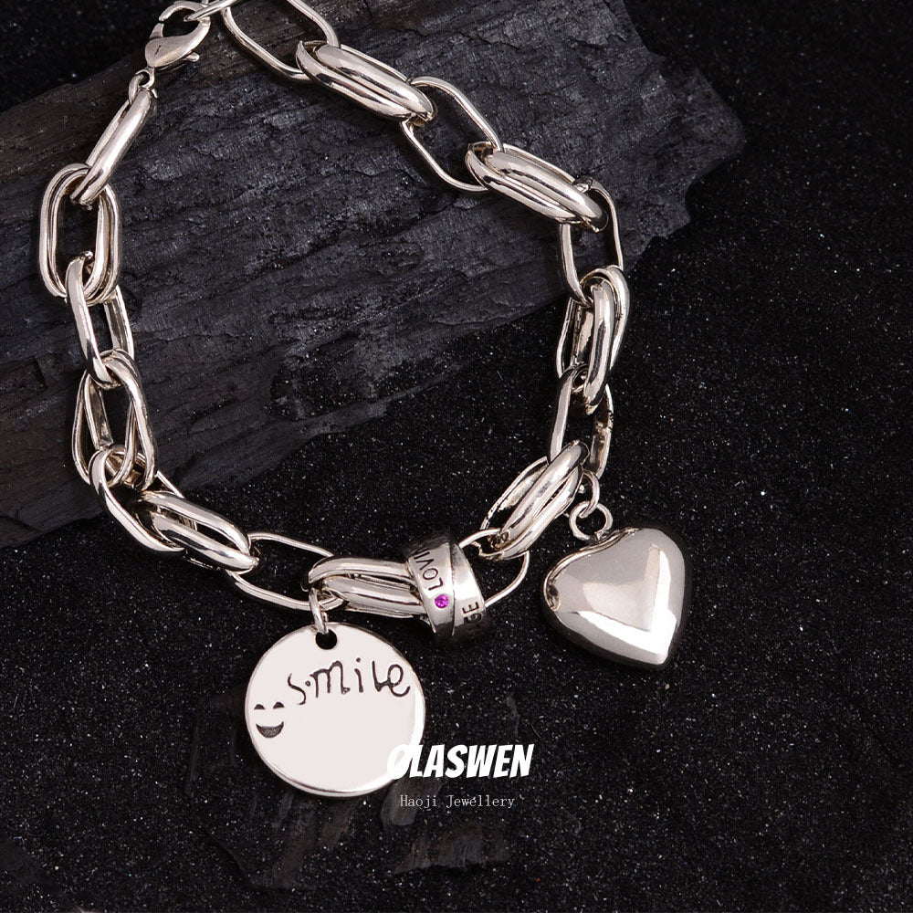 Smiley Face Letter Round Retro Love Thai Bracelets