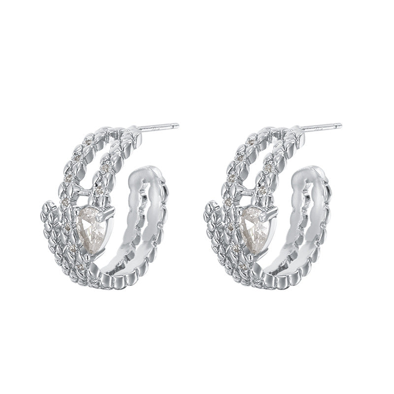 Water Drop Zirconium Snake Female Design Cold Earrings