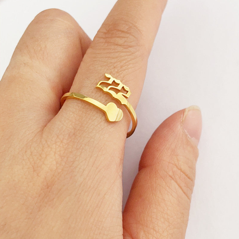 Stainless Steel Lucky Digital Auspicious Knuckle Rings
