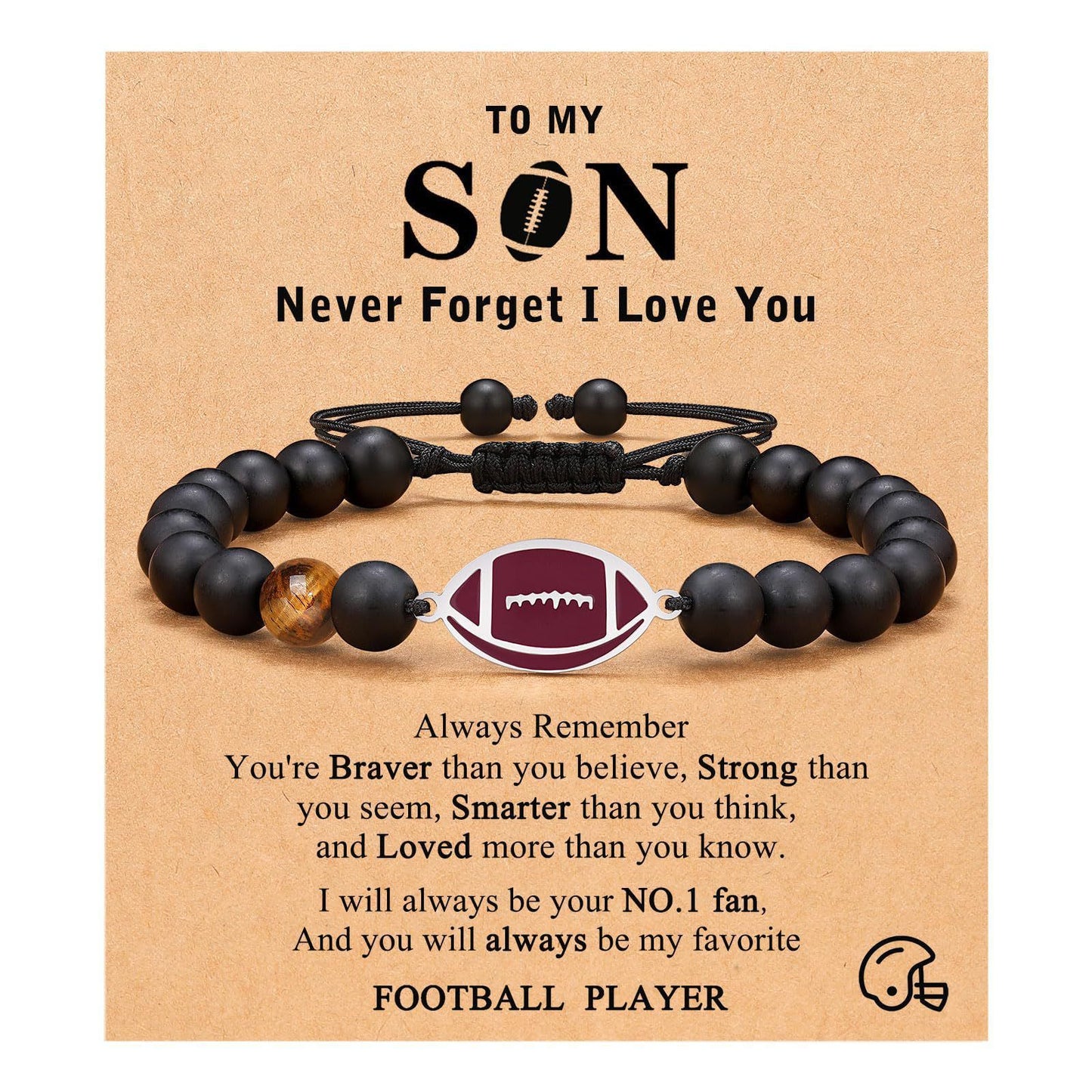 Football Beaded Gift Black Frosted Tigereye Bracelets