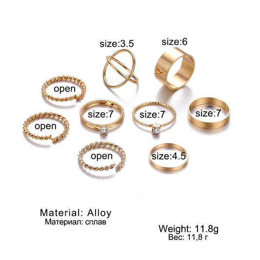 Joint Diamond Alloy Creative Twisted Pieces Rings