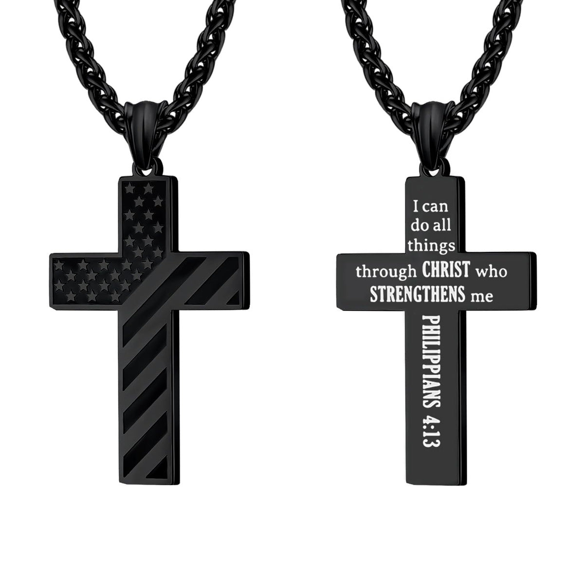 Men's National Flag Cross Stainless Steel Necklaces