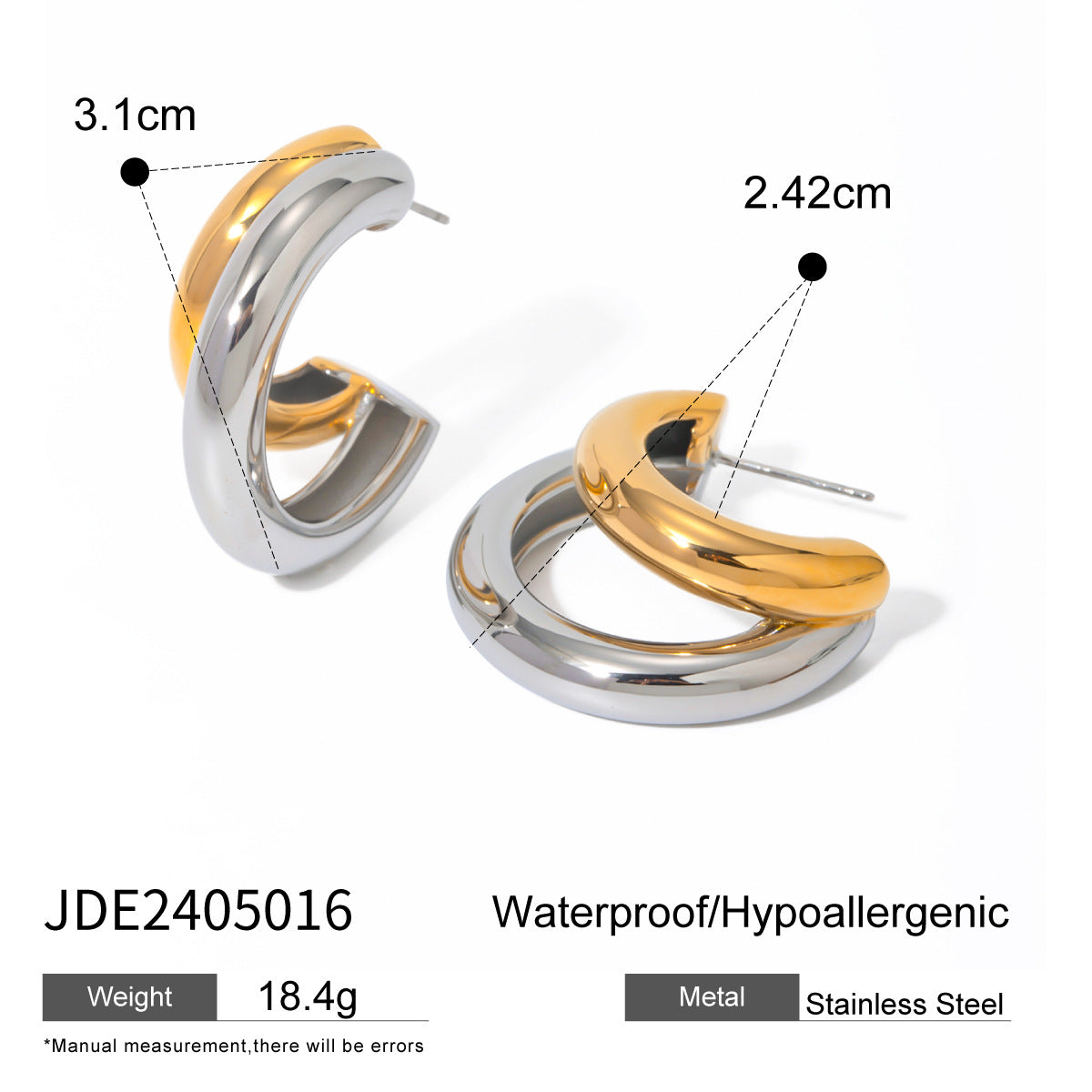 Two-color Electroplated Simple Gold Sier Advanced Earrings