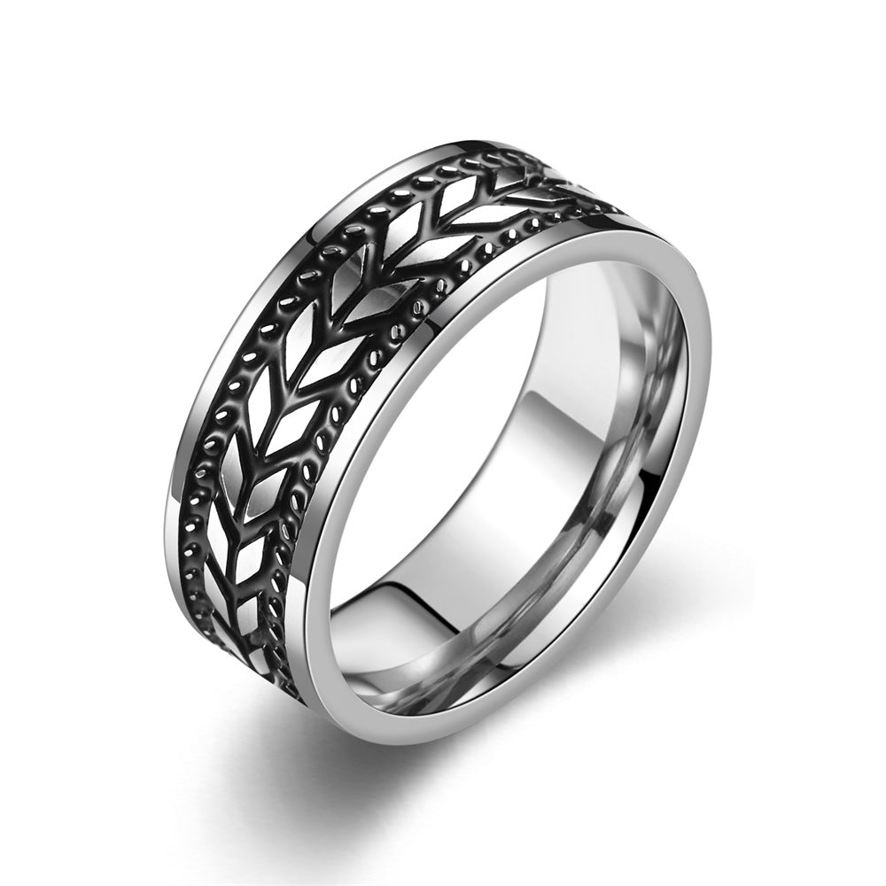 Men's Smear Retro Wheat Titanium Steel Ornament Rings