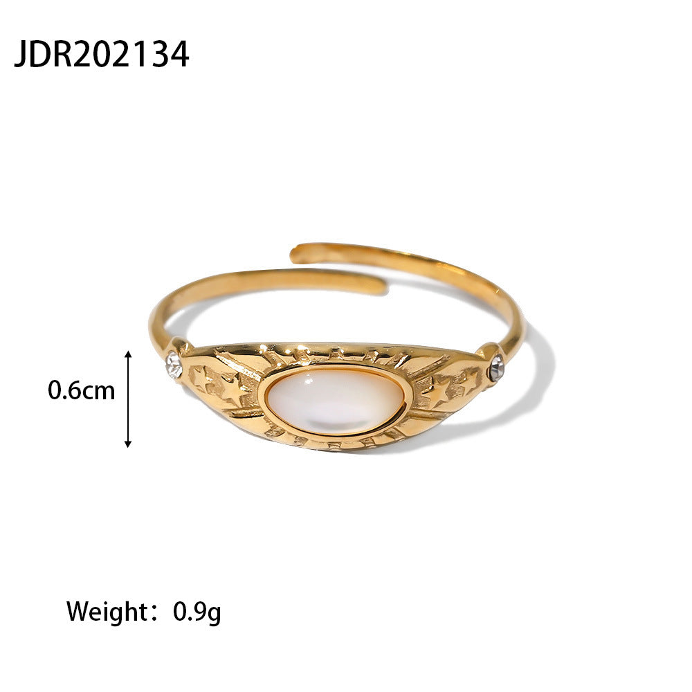 French Retro Stainless Steel Open-end Zircon Rings