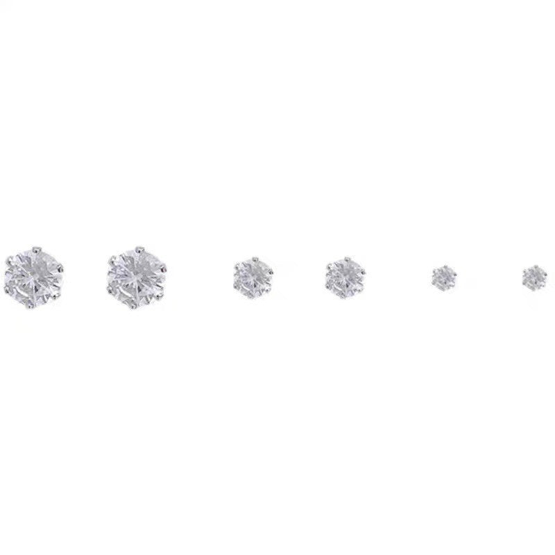 Women's & Men's Sier Small Ear Versatile Rhinestone Simple Earrings