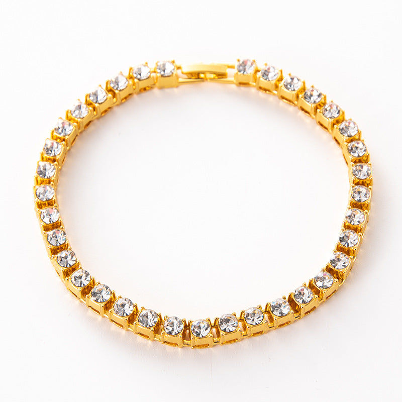 Women's & Men's Alloy Rhinestone Line Tennis Gold High-grade Necklaces